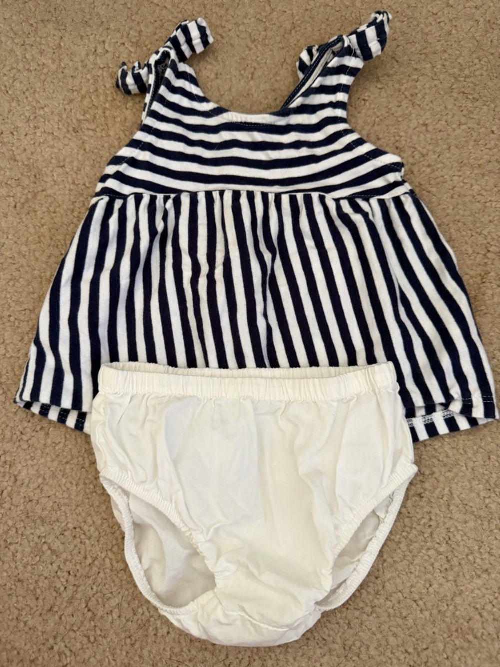 Carter's Navy and White Striped Dress Set with White Bloomers